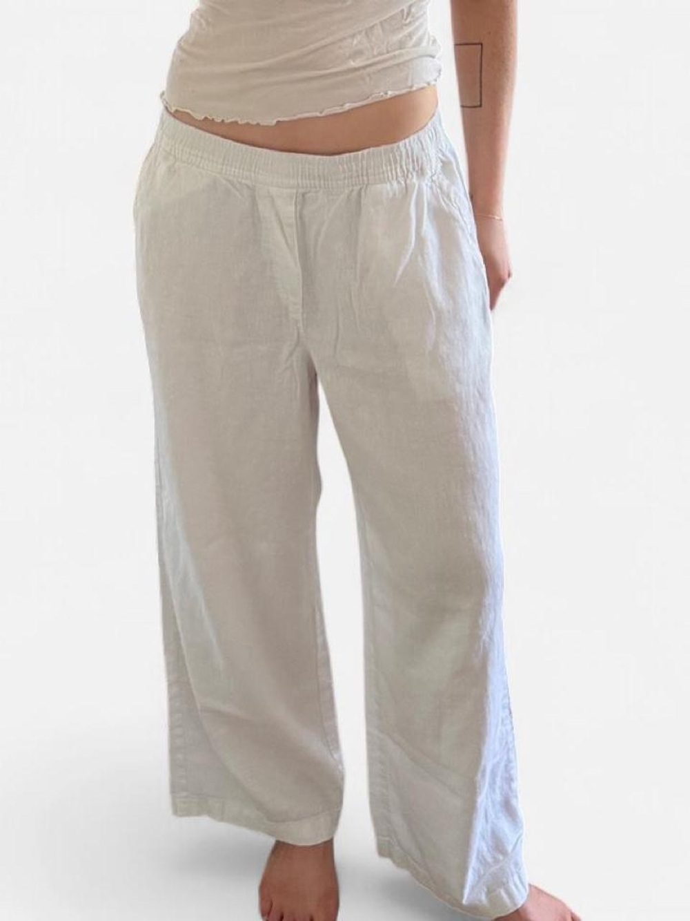 Women's Wide-Leg Linen Pants in White